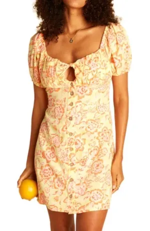 Billabong Far Away Linen Floral Cotton Linen Blend Mini Dress thumbnail 1