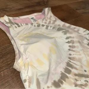 Lands' End Womens Chlorine Resistant High Neck Tankini Swim Top White Tie Dye thumbnail 7