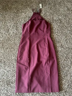 By Anthropologie Halter Cutout Slim Midi Dress in Cherrywood thumbnail 6