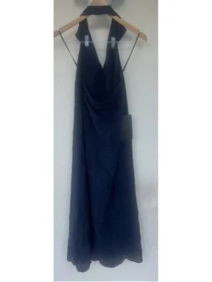 Tuckernuck Navy Nautical Eyelet Jagger Halter Dress Scallop Coastal Beach Resort thumbnail 8