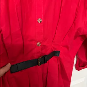 Anthropologie Belted‎ Button down red Shirt with Belt size 8 thumbnail 5