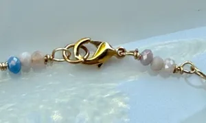 Hand Crafted Pastel Faceted Mini Beads Wire Wrapped in Gold Toned Wire thumbnail 4