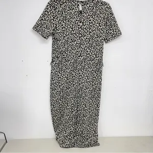 Zara Brown Animal Print Short Sleeve Knee Length Sheath Dress Womens M Leopard thumbnail 11