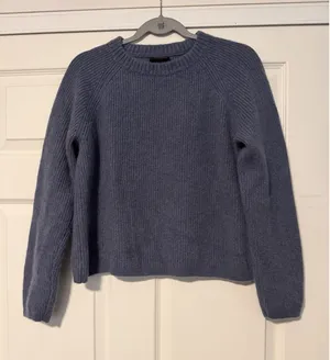 Quince Mongolian Cashmere Fisherman Crewneck Sweater Pullover Copenhagen Blue thumbnail 1