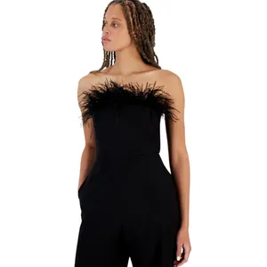Sam Edelman Women's Strapless Feather-Trim Jumpsuit 40H144-S4 Black 6 thumbnail 8