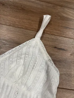 AMERICAN EAGLE Lace Trim White Boho Cotton Babydoll Mini Dress | Size Small thumbnail 5