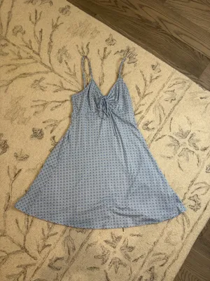 Hollister Blue & White Geometric Tie Front Fit & Flare Dress XS thumbnail 2