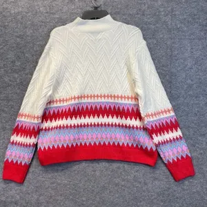 NWT ST. JOHN'S BAY Sweater Women’s XL Multicolor Fair‎ Isle Cable Knit Pullover thumbnail 10