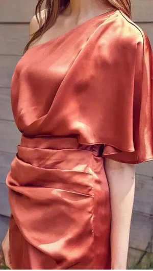 Red Dress Boutique Boutique One Shoulder Satin Auburn Dress thumbnail 3