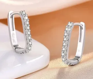 925 Sterling Silver Crystal Zirconia Edged Hoop Earrings for Daily Wear thumbnail 2