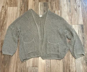 POL Lightweight Open Weave Boxy Kimono Cardigan thumbnail 1