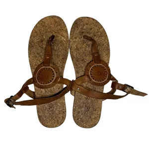 UGG Women Brown Leather Cork Footbed Medallion Thong Ankle Strap Sandals 8 thumbnail 11