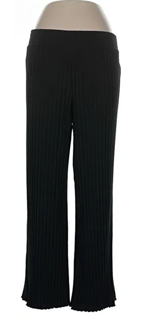 A New Day Edgy Casual Chic Black Ribbed Flowy wide leg Pants Size XL thumbnail 1