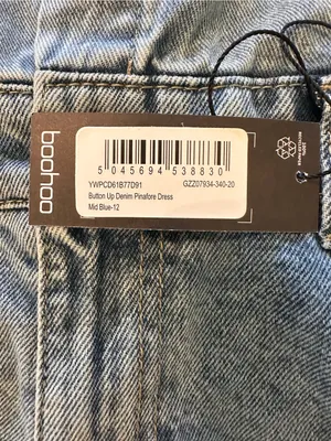 boohoo Washed Blue Denim Overall Pinafore Dress thumbnail 5