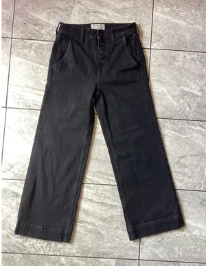 Everlane The Wide Leg Jean Black High Rise Button Fly Ankle Pants Size 26 Ankle thumbnail 1
