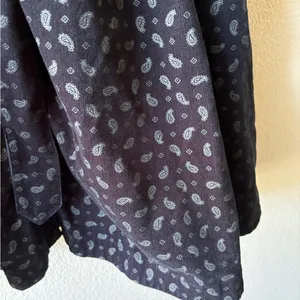 Brooks Brothers Dress Womens Black Paisley Corduroy Belted Button Front Size S thumbnail 2
