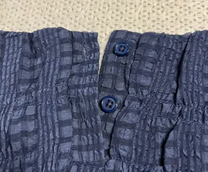 Navy Blue Textured Ruffle Semi Sheer Long Sleeve Blouse Size Medium EUC thumbnail 7