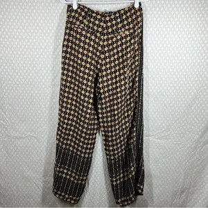 Anthropologie ett;twa Black‎ Brown Mixed Print Metzner High Rise Wide Leg Pants thumbnail 4