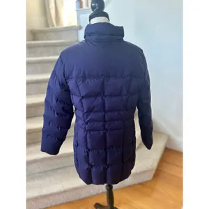 L.L.Bean Navy Down Fill Thigh Length Puffer Jacket thumbnail 6