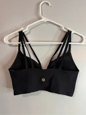Lululemon Athletica Black Ribbed Strappy Sports Bra Size 2 thumbnail 7