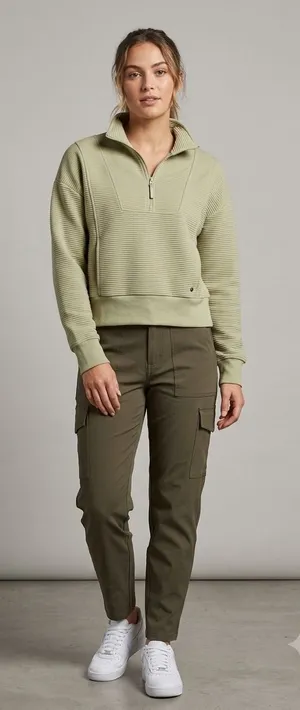Bearpaw Outdoors Ribbed Quarter Zip Pullover Sage Green‎ Large NWT - Lg thumbnail 1