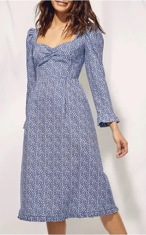 Aritzia Wilfred Polly Floral‎ Print Midi Ruffle Dress thumbnail 1
