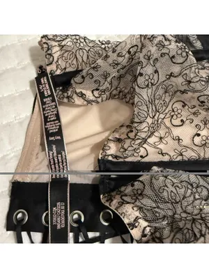 Victoria's Secret Very Sexy Unlined Strapless Lace Bustier Bra Sz L Large Black thumbnail 6