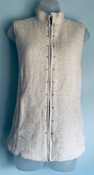Sherpa Lined Zipper Vest Multiples Medium Cream Off White Pockets thumbnail 1