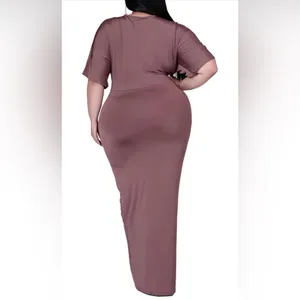 NEW Plus Size Maxi Dress V Neck Short Sleeve Wedding Guest Dress 2X thumbnail 2