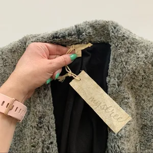 Mystree Pia Black Vegan Leather Jacket with Faux Fur Lined Lapel Women's Small thumbnail 5