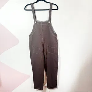Gray Contrast Stitch Gingham Lined Overalls Size Medium‎ Jumpsuit thumbnail 2