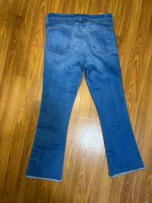 NWOT Veronica Beard Carolyn 10" baby boot high-rise jeans blue & gold tuxedo stripes size 28 thumbnail 4