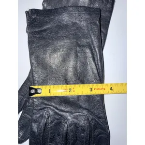 FOWNES Long Vtg Black‎ Leather Soft Gloves Womens Sz 7.5 G thumbnail 5
