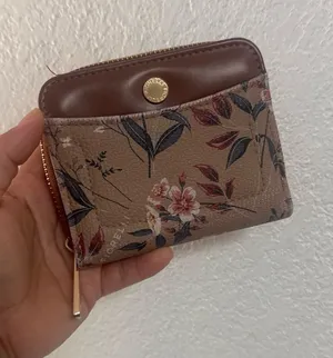 Floral Zip Card Wallet in Tan and Brown thumbnail 1