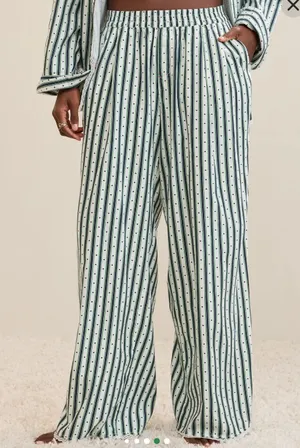 Aerie NWT Striped Heart Pajama Pants S Lace Trim Wide Leg Y2K thumbnail 1