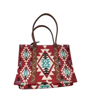 Wrangler Ladies Southwestern Large Red Laptop Shoulder Tote Bag thumbnail 2