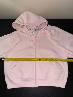 Madden Girl Women's Pink Zip-Up Cropped Hoodie with Floral Detail thumbnail 4
