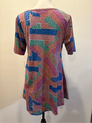 LuLaRoe Retro Floral Swing Tunic Top Size Small Black Mustard Teal Boho Artsy New With T thumbnail 6