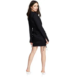 And Now This Womens Side Ties Button Up Shirt Poplin Ruched Dress Black XL thumbnail 8