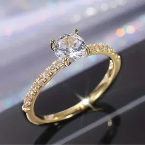 Ladies Gold-Plated Cubic Zirconia Ring Size 8 thumbnail 1
