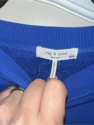 Rag & Bone Royal Blue Vintage Terry Crewneck Sweatshirt Cropped thumbnail 4