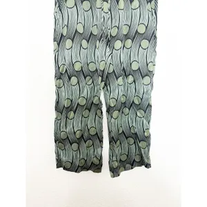 Zara Green Geometric Flowy Satin Cropped Pants Size Large Abstract Funky Boho thumbnail 10