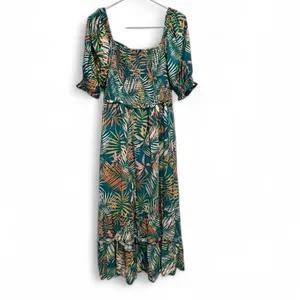 Betsey‎ Johnson Palm Leaf Printed Maxi Dress Medium Tropical Wedding Guest Boho thumbnail 3