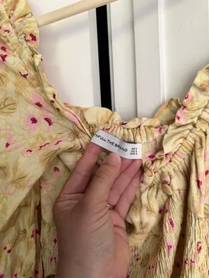 Faithful The Brand Gombardy Dress yellow‎ floral smocked long sleeve thumbnail 3