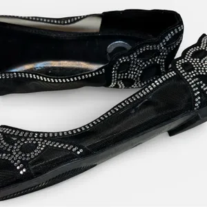 Chic Black Embellished Women's Flats Size 8 thumbnail 4