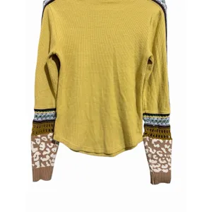 Free‎ People Switch It Up Thermal Top Yellow Women's Size Medium thumbnail 5