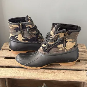 Sperry Saltwater Camo Womens Size 8.5M Water proof Lace up‎ Duck boots A53 thumbnail 8