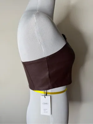 Cider Brown Faux Leather Corset Crop Top NWT S thumbnail 3