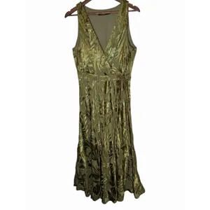 Lauren Ralph Lauren 12 Olive Green Botanical Jacquard Lace-Up Maxi Dress thumbnail 4