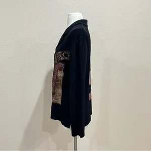 Picadilly Fashions Floral Patchwork Black Blazer Cardigan Size Medium thumbnail 7